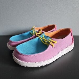 Hey Dude Wendy Youth Slub Canvas Shoes Color Block K13 - NWT